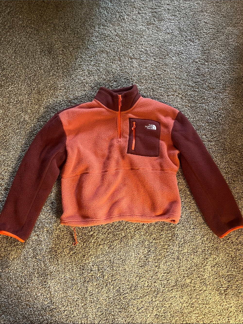 The North Face Men’s Quarter-Zip Fleece Jacket - Rust & Burgundy